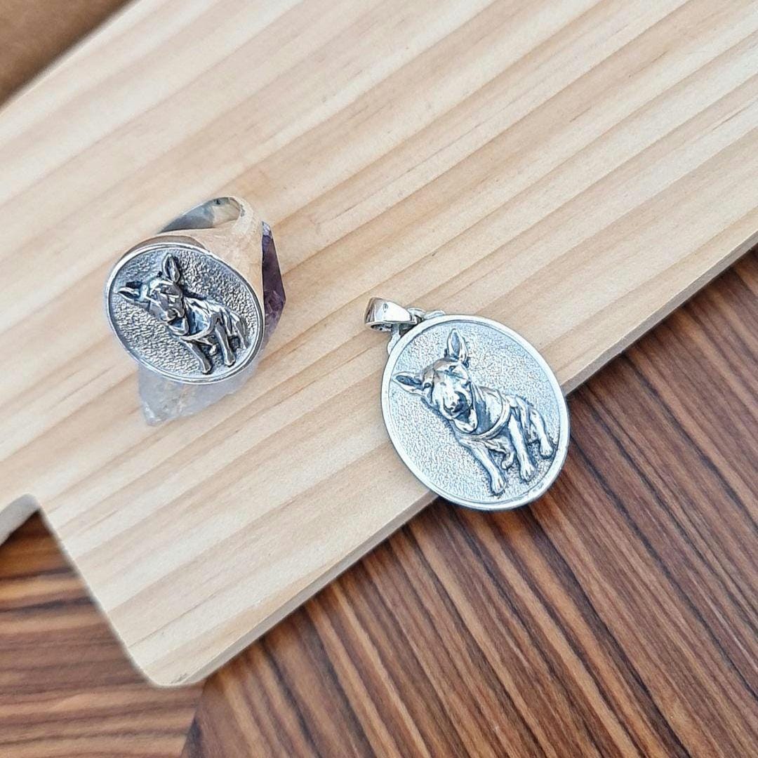 Custom Sterling Silver Dog Portrait Pendant: Handmade Pet Memorial Charm