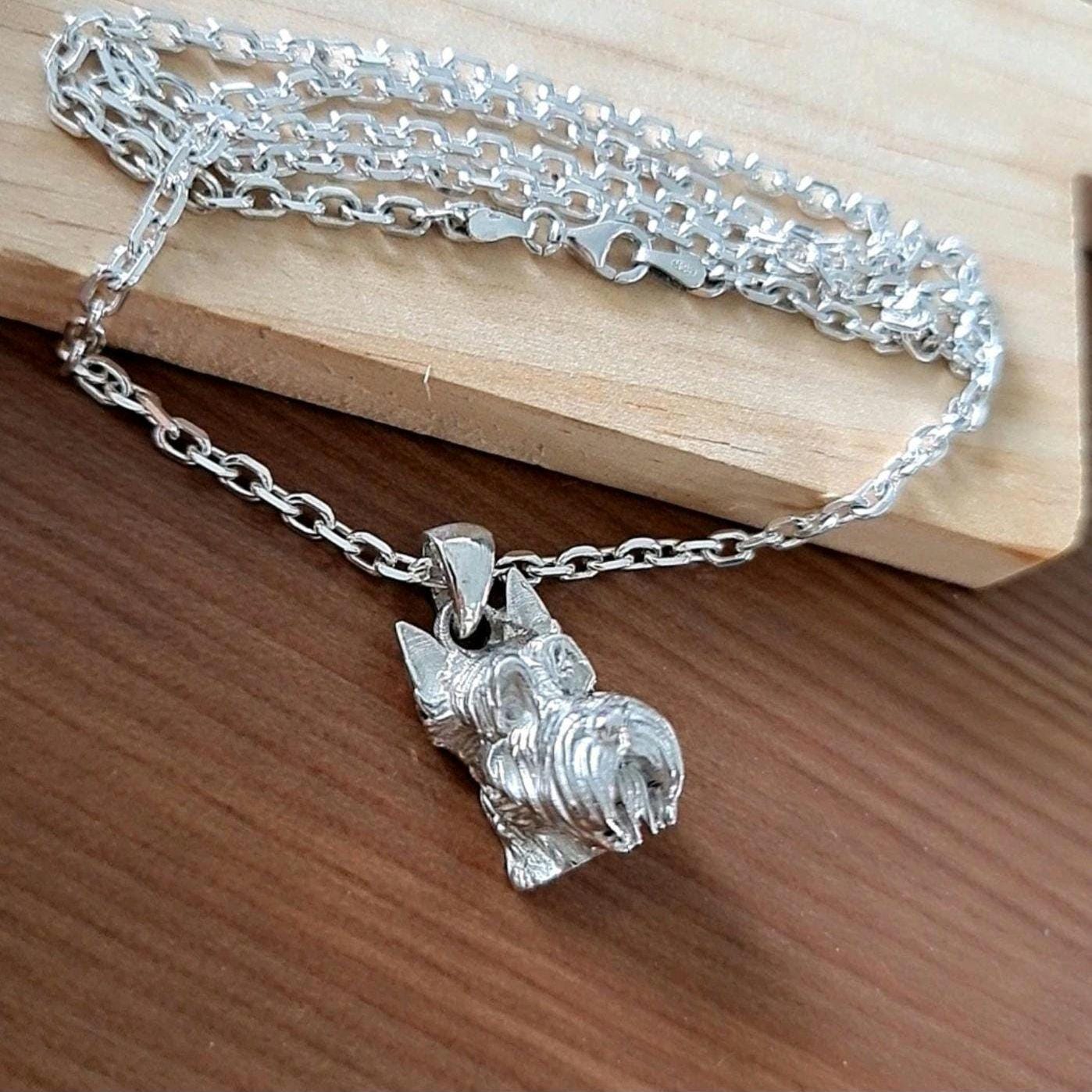 Handmade Sterling Silver Scottish Terrier Pendant: Sculpted Dog Jewelry