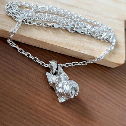 Handmade Sterling Silver Scottish Terrier Pendant: Sculpted Dog Jewelry