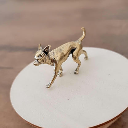 Ornament brass  chihuahua Decorative figure Solid & Sturdy Sculpture- Realistic - 34 grams