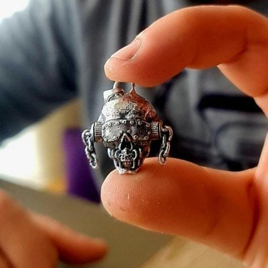 Handmade Sterling Silver Vic Rattlehead Pendant: Heavy Metal Skull