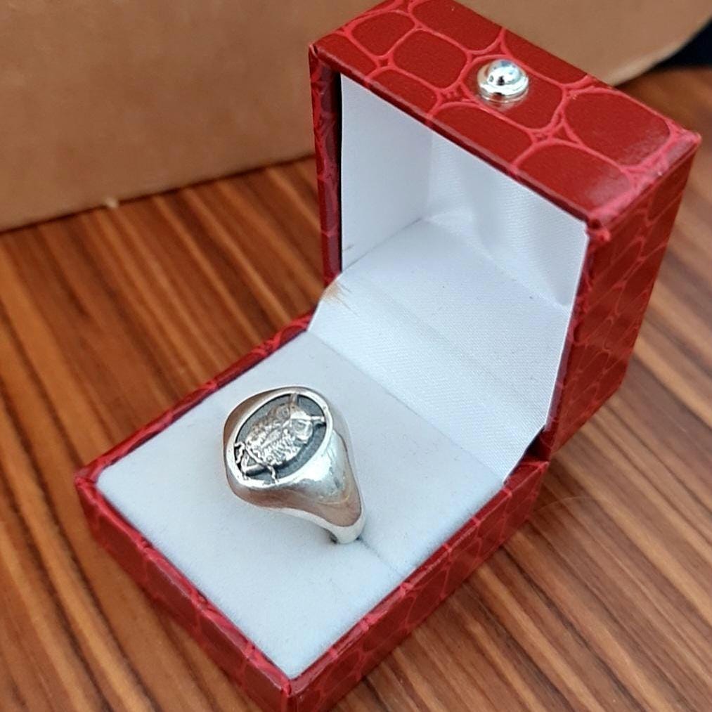 Handmade Sterling Silver Owl Ring: Animal Jewelry Gift
