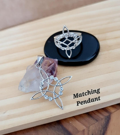 Sterling Silver Witch's Knot Ring: Celtic Symbol of Protection