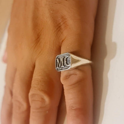 Handmade Sterling Silver MC Biker Ring: Edgy Outlaw Motorcycle Jewelry