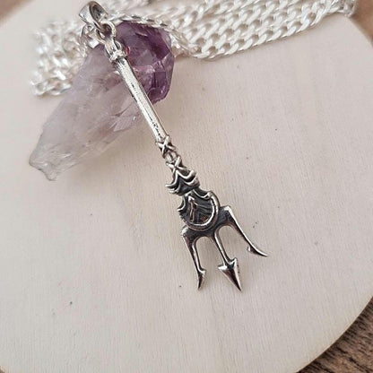 Poseidon's Trident 925 Silver Pendant- Poseidon's Weapon Harpoon - Mythical Design - Trident of Poseidon the Greek God of Sea