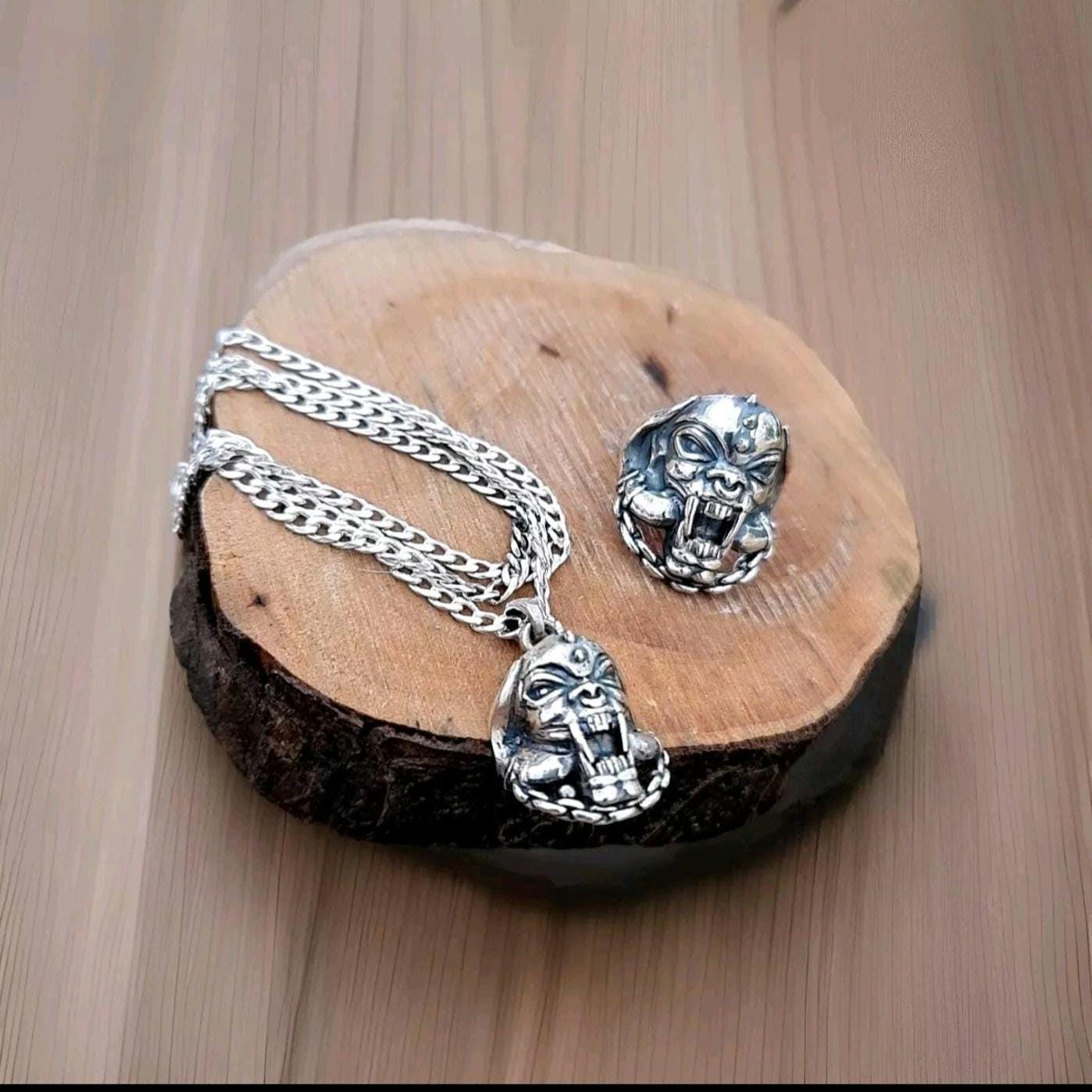 Snaggletooth War Pig Pendant-  Sterling Silver-Heavy Duty Design for the Ultimate Rockstar