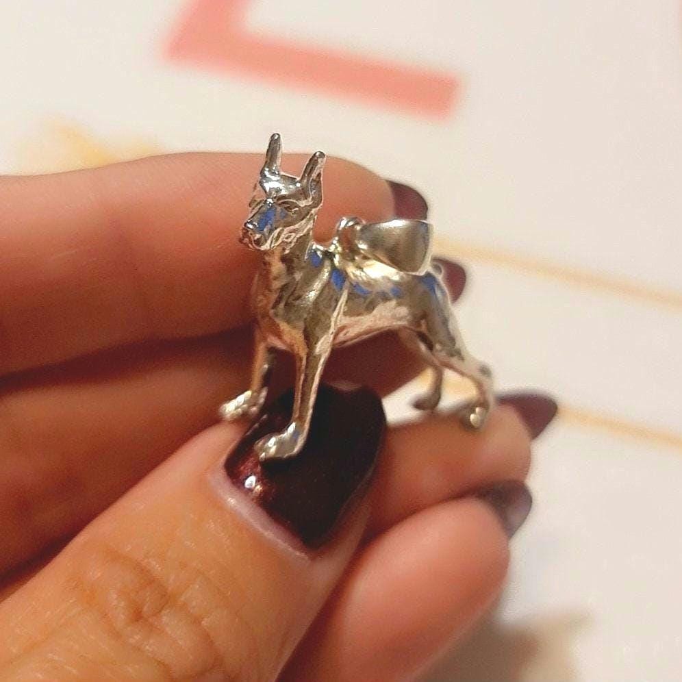 Handmade Sterling Silver Doberman Pendant: 925 Silver Dog Lover Gift