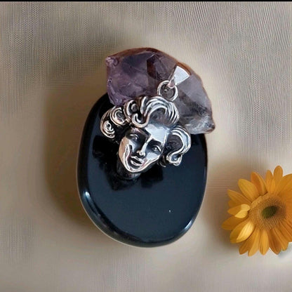 Vintage Sterling Silver Marilyn Monroe Movie Icon Pendant - Handmade 50s Starlet