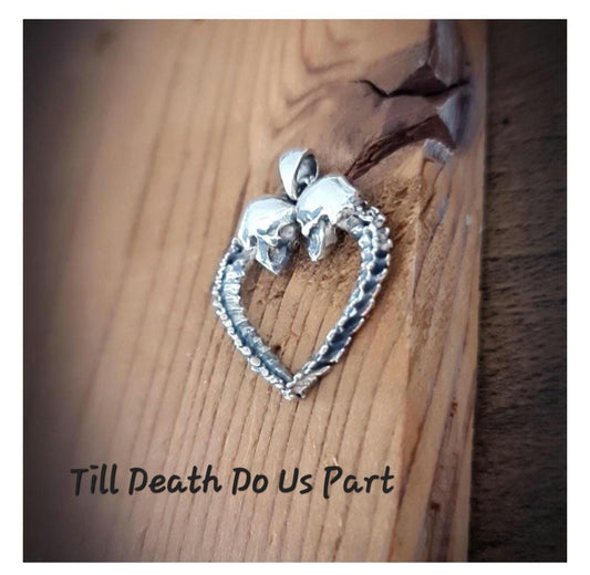 Skull Heart Pendant –Gothic Couple Necklace –  – Dark Romance  –   Till Death Do Us Part