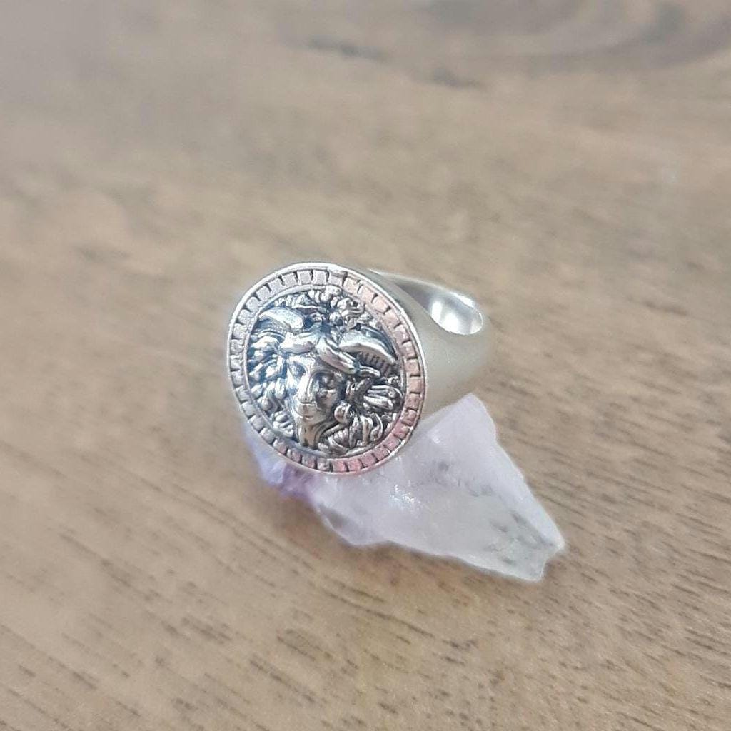 Handmade Sterling Silver Medusa Ring: Gothic Jewelry
