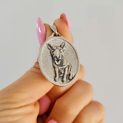 Custom Sterling Silver Dog Portrait Pendant: Handmade Pet Memorial Charm
