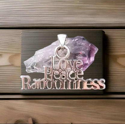Love Peace Randomness Pendant - Sterling Silver Spiritual Necklace