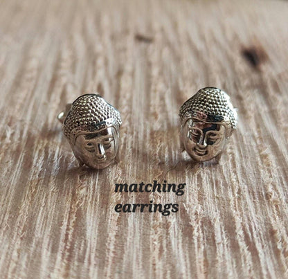 Handmade Silver Buddha Head Pendant: Gothic Yoga Jewelry