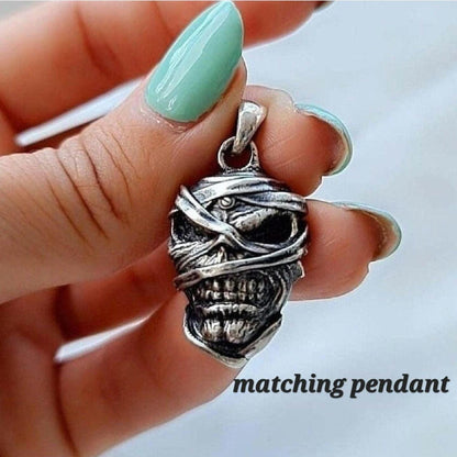 Eddie Mummy Skull Ring – Egyptian Rock Jewelry – Unique Heavy Metal Statement Handmade Sterling Silver