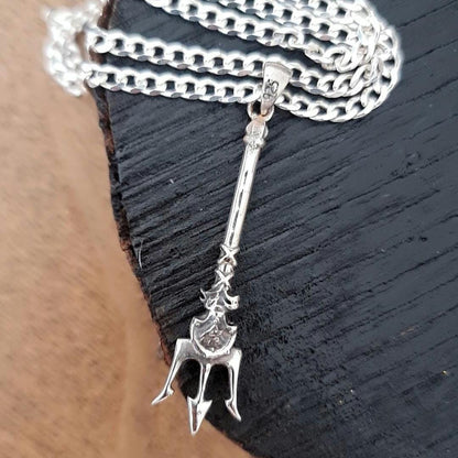 Poseidon's Trident 925 Silver Pendant- Poseidon's Weapon Harpoon - Mythical Design - Trident of Poseidon the Greek God of Sea