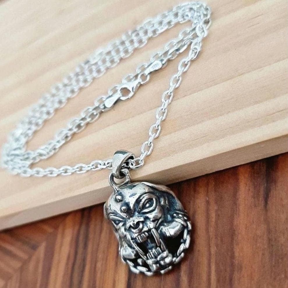 Snaggletooth War Pig Pendant-  Sterling Silver-Heavy Duty Design for the Ultimate Rockstar