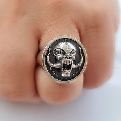 Snaggletooth War Pig Ring-Solid 925 Silver-Heavy Duty Design for the Ultimate Rockstar