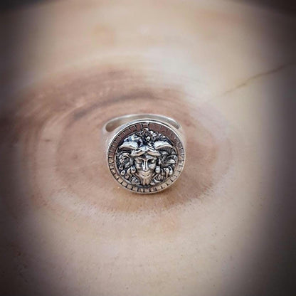 Handmade Sterling Silver Medusa Ring: Gothic Jewelry