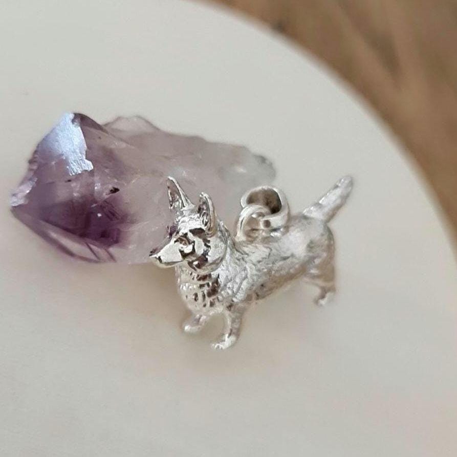 Handmade Sterling Silver Corgi Pendant: Dog Lover Gift