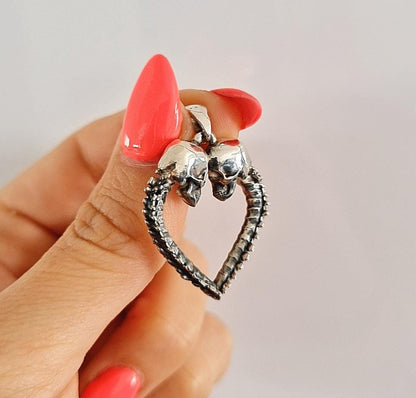 Skull Heart Pendant –Gothic Couple Necklace –  – Dark Romance  –   Till Death Do Us Part