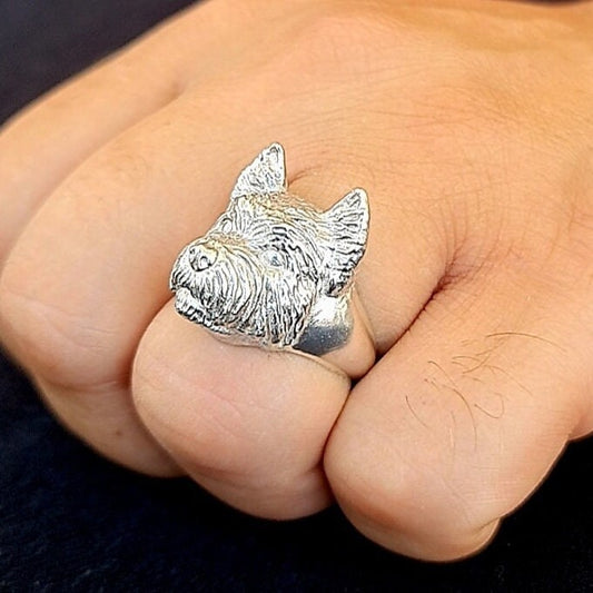 Handmade West Highland Terrier Ring: 925 Silver Pet Lover Accessory