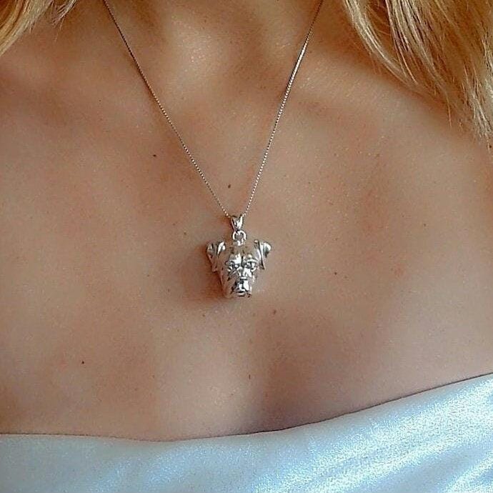 Handmade Sterling Silver Boxer Dog Pendant: Minimalist Pet Jewelry