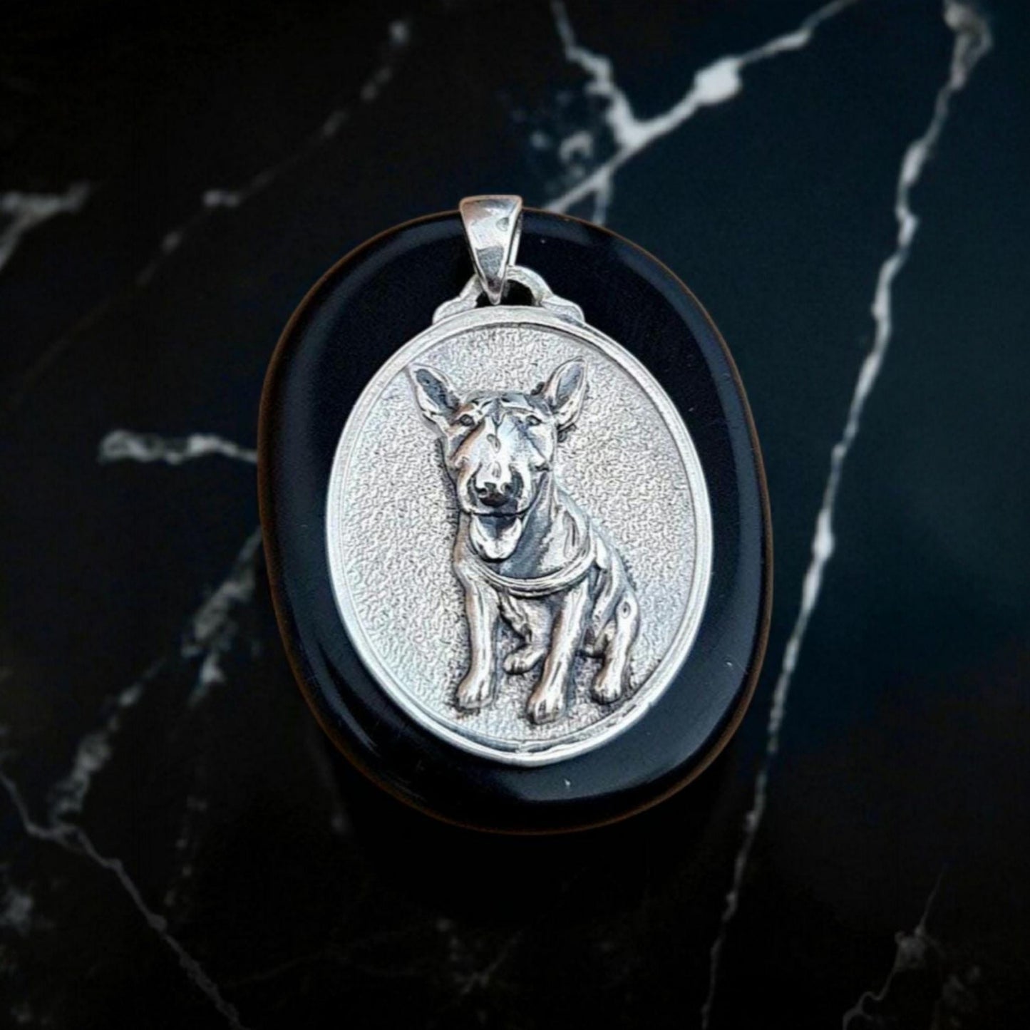 Custom Sterling Silver Dog Portrait Pendant: Handmade Pet Memorial Charm