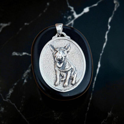 Custom Sterling Silver Dog Portrait Pendant: Handmade Pet Memorial Charm