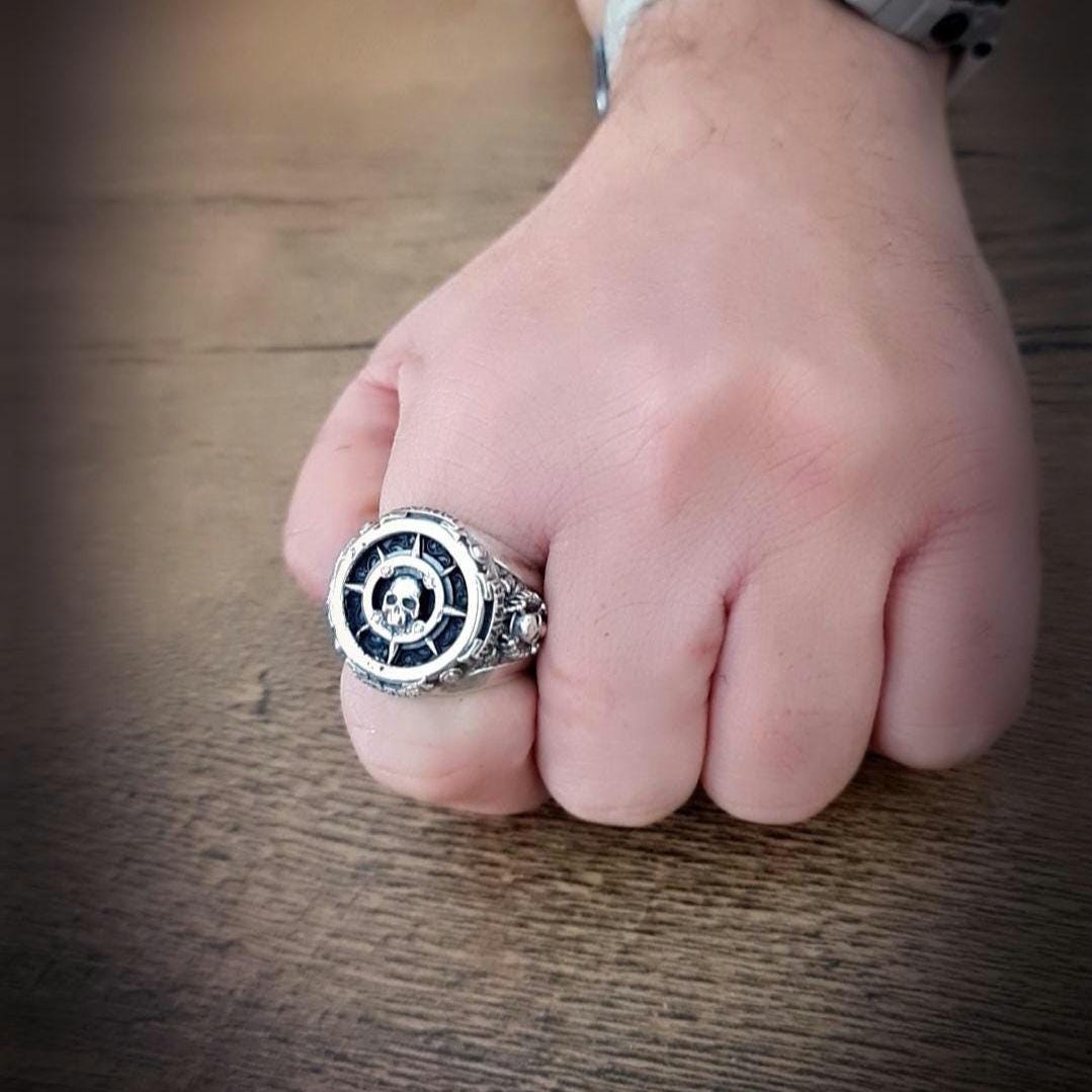 Nautical Pirate Ring - Discover Adventure ,Style with our Punk-Inspired  Signet Ring  925 Sterling silver