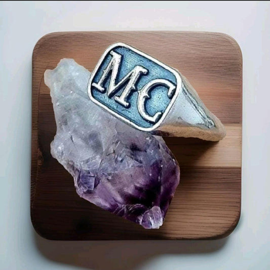 Handmade Sterling Silver MC Biker Ring: Edgy Outlaw Motorcycle Jewelry
