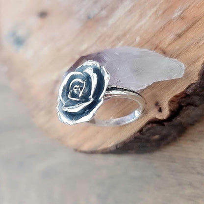 Handmade Sterling Silver Rose Ring: Floral Statement Jewelry