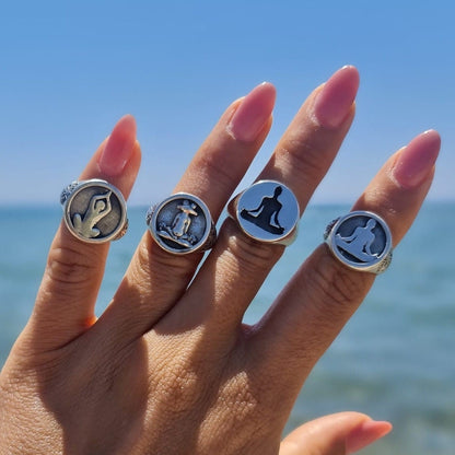 Handmade 925 Silver Yoga Frog Ring: Meditation Jewelry