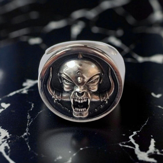 Snaggletooth War Pig Ring-Solid 925 Silver-Heavy Duty Design for the Ultimate Rockstar