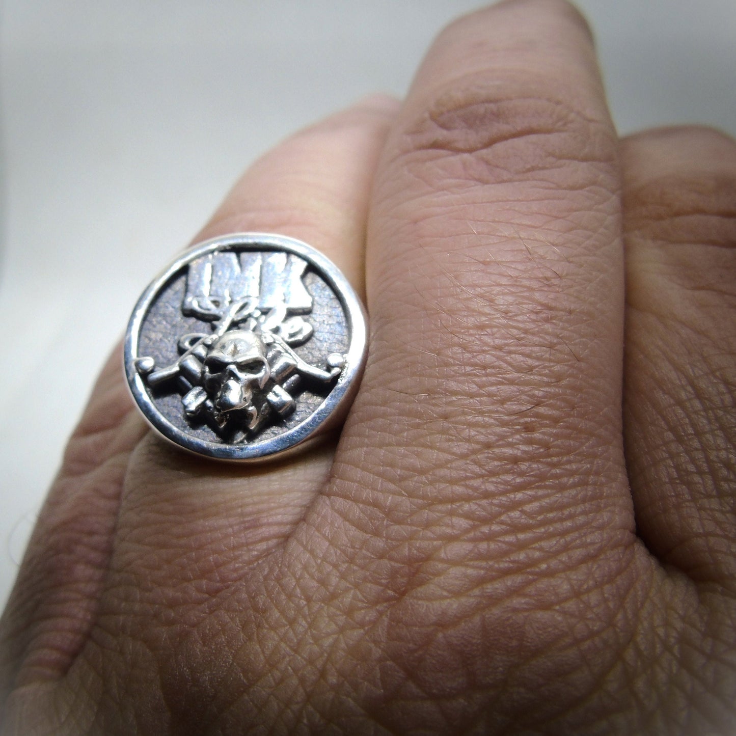 Tattoo Guns "Ink Life"-inspired Ring - Handmade Skull Ring  - Crafted in 925 Sterling Silver