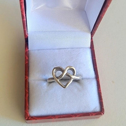 Handmade Sterling Silver Heart Knot Ring: Minimalist Love Jewelry