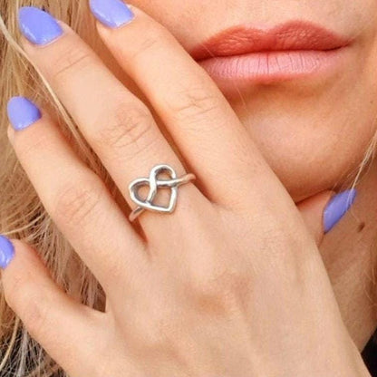 Handmade Sterling Silver Heart Knot Ring: Minimalist Love Jewelry