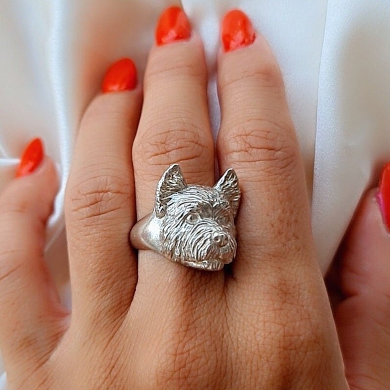 Handmade West Highland Terrier Ring: 925 Silver Pet Lover Accessory