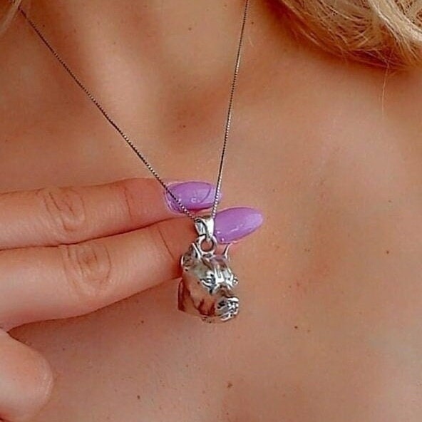 Handmade Sterling Silver Pitbull Pendant: Bold Dog Lover Gift