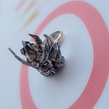 Handmade Sterling Silver Eddie Samurai Skull Ring - Japanese - Eddie Ring- Unique design - Rock Ring- Heavy metal Ring