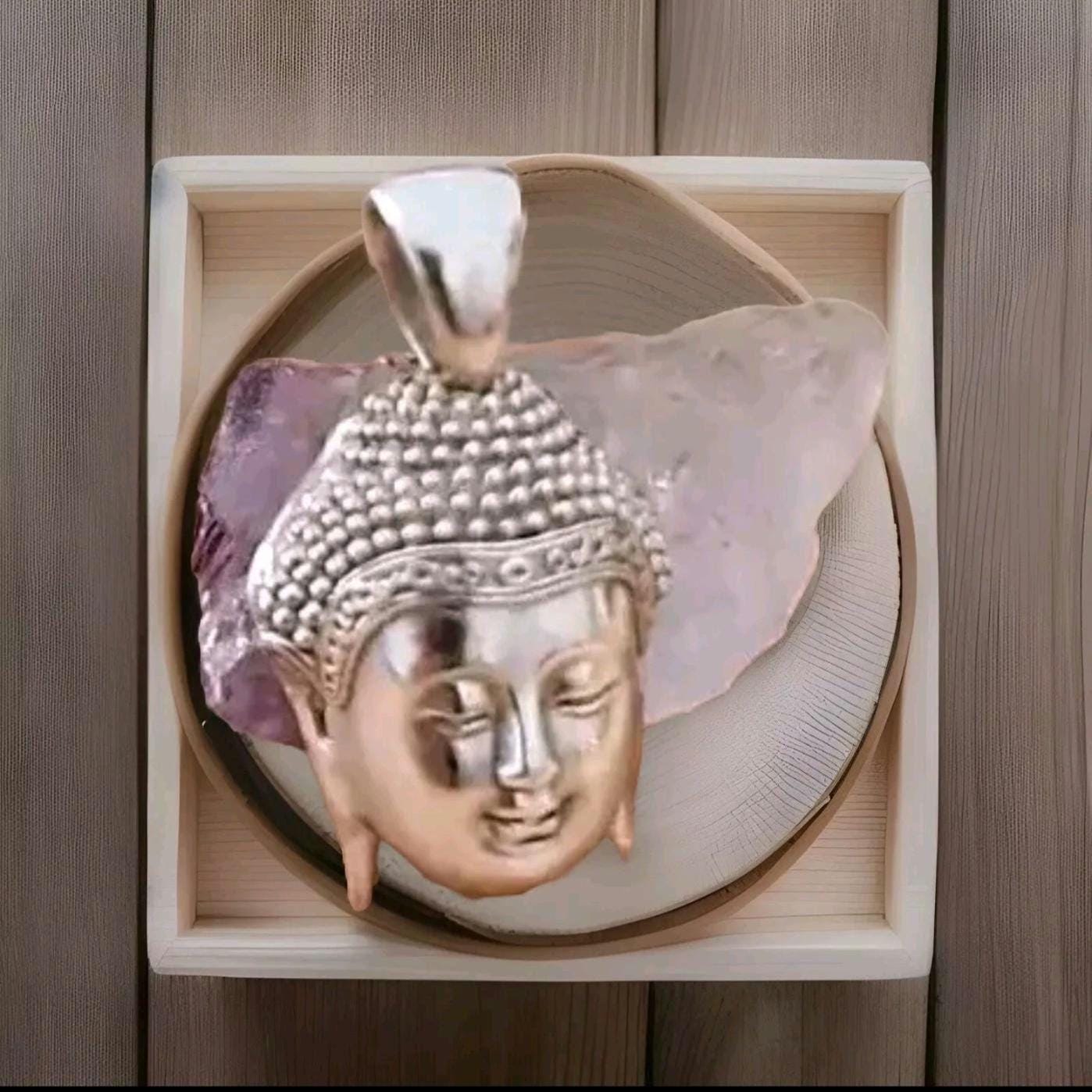 Handmade Silver Buddha Head Pendant: Gothic Yoga Jewelry