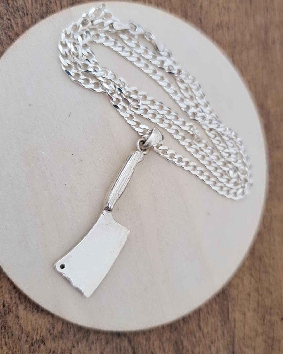 Sterling Silver Cleaver Pendant - Butcher Knife Necklace
