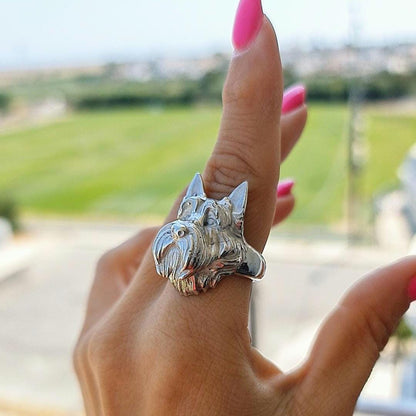 Handmade Scottish Terrier Ring: 925 Sterling Silver Scottie Dog Jewelry