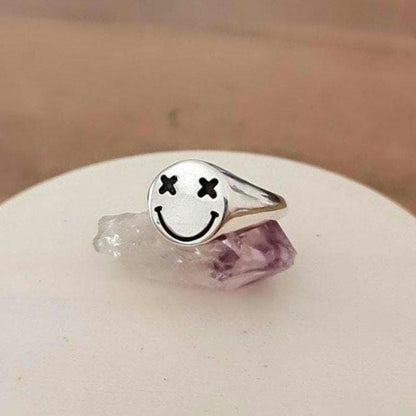 Smiley face  Ring   sterling silver Handcrafted with care - solid sturdy