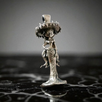 La Muerte Figurine Pendant: Handmade 925 Silver Gothic Jewelry