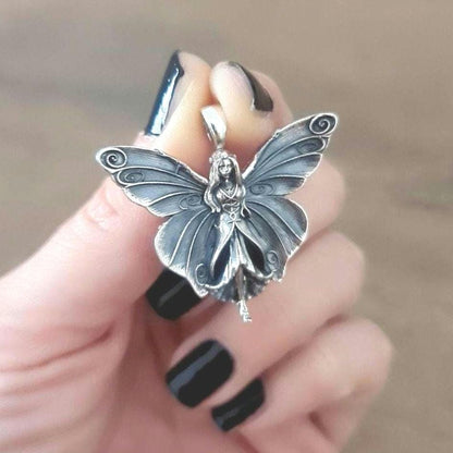 Fairy Princess charm -  Winged Fairy Fantasy  - Celestial-  FairyTale   - Handmade 925 Sterling Silver