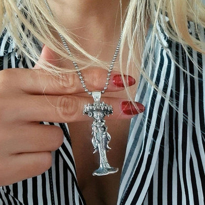 La Muerte Figurine Pendant: Handmade 925 Silver Gothic Jewelry