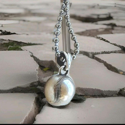 Handmade Sterling Silver Baseball Pendant Necklace: Sports Fan Gift