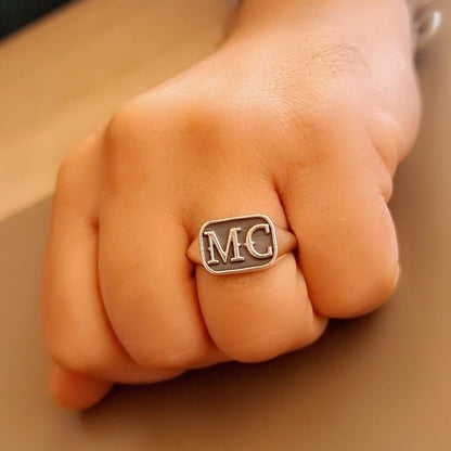 Handmade Sterling Silver MC Biker Ring: Edgy Outlaw Motorcycle Jewelry