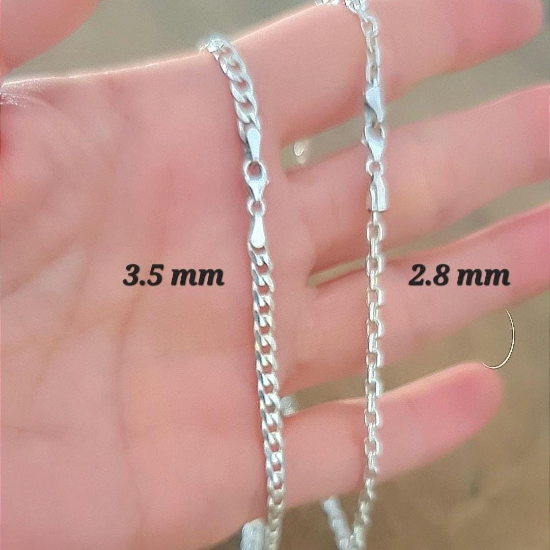 Sterling Silver Chain Necklace Curb Chain and Oval Link Chain 20 Inch