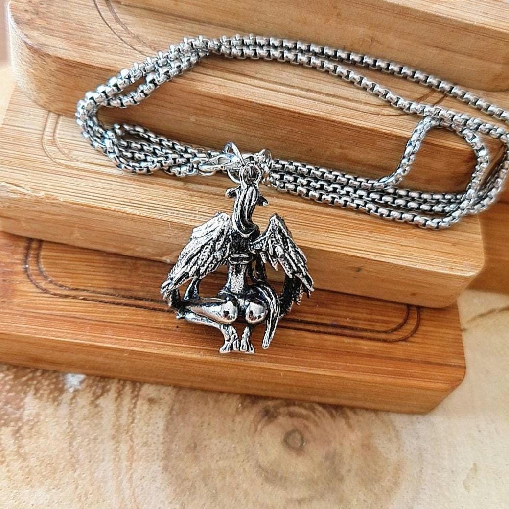 Winged Demon Devil Goddess Necklace , Anime, Cosplay- punk Gothic Sexy 60 cm round box chain